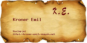 Kroner Emil névjegykártya